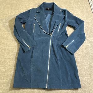 Ethereal Los Angeles Jacket Medium Women  Zippered Corduroy Blue Asymmetrical